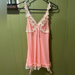 Vintage Peach Lace Trim Lingerie